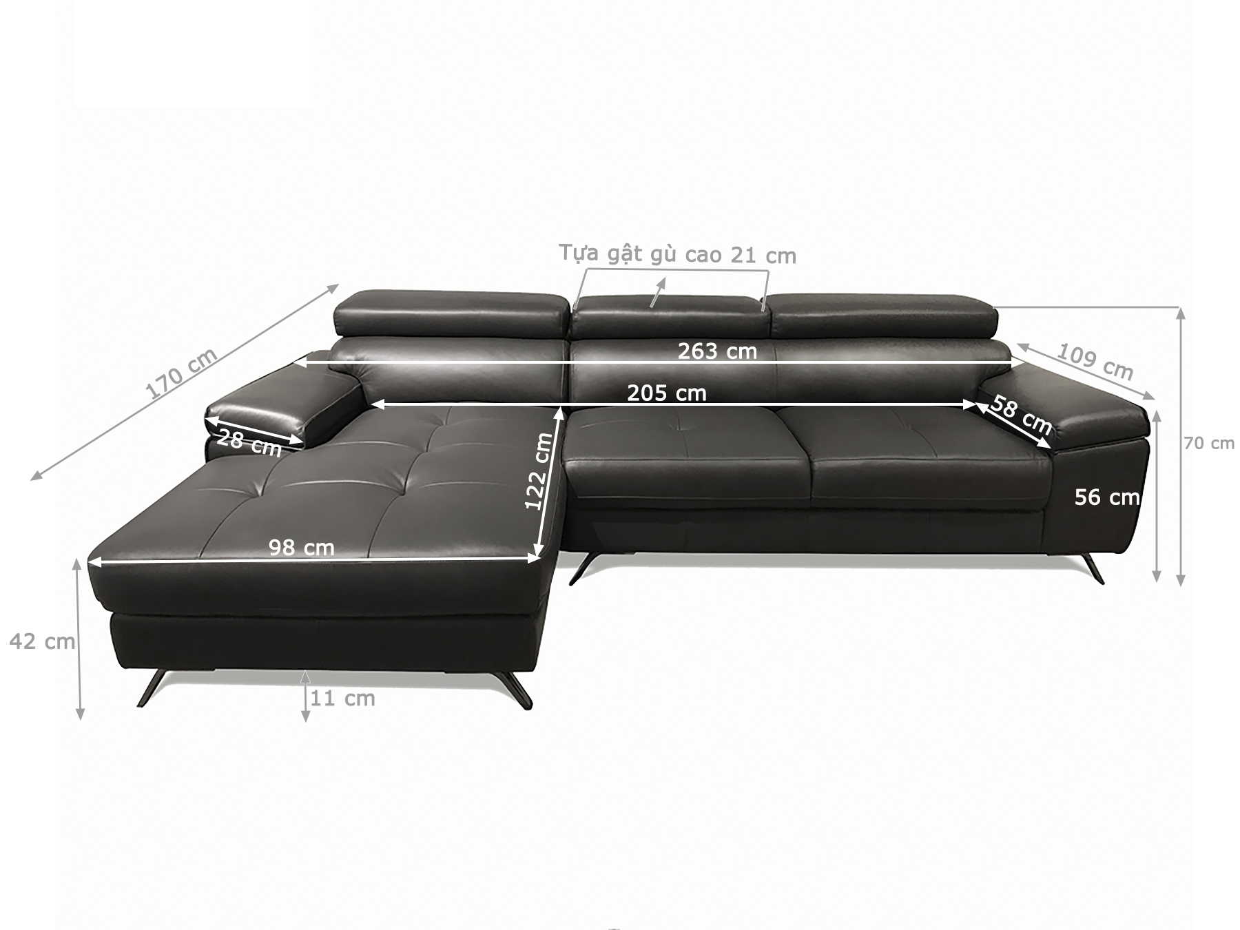 Sofa da bò Malaysia TPH2160L