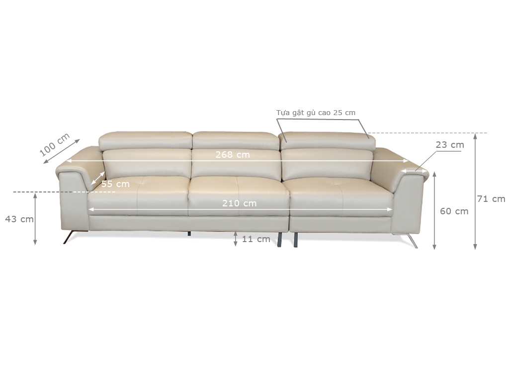 Sofa da thật D50 Malaysia TPH2183L S3.5
