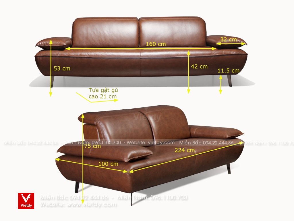 Bộ sofa da bò Ý S1/S1/S3 CASA CD-6381