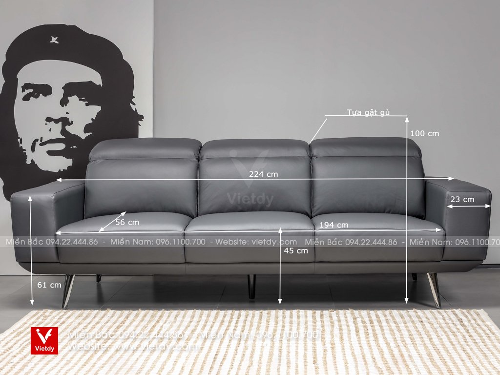 Bộ sofa da bò Brazil S3/Đôn CASA CD-9253