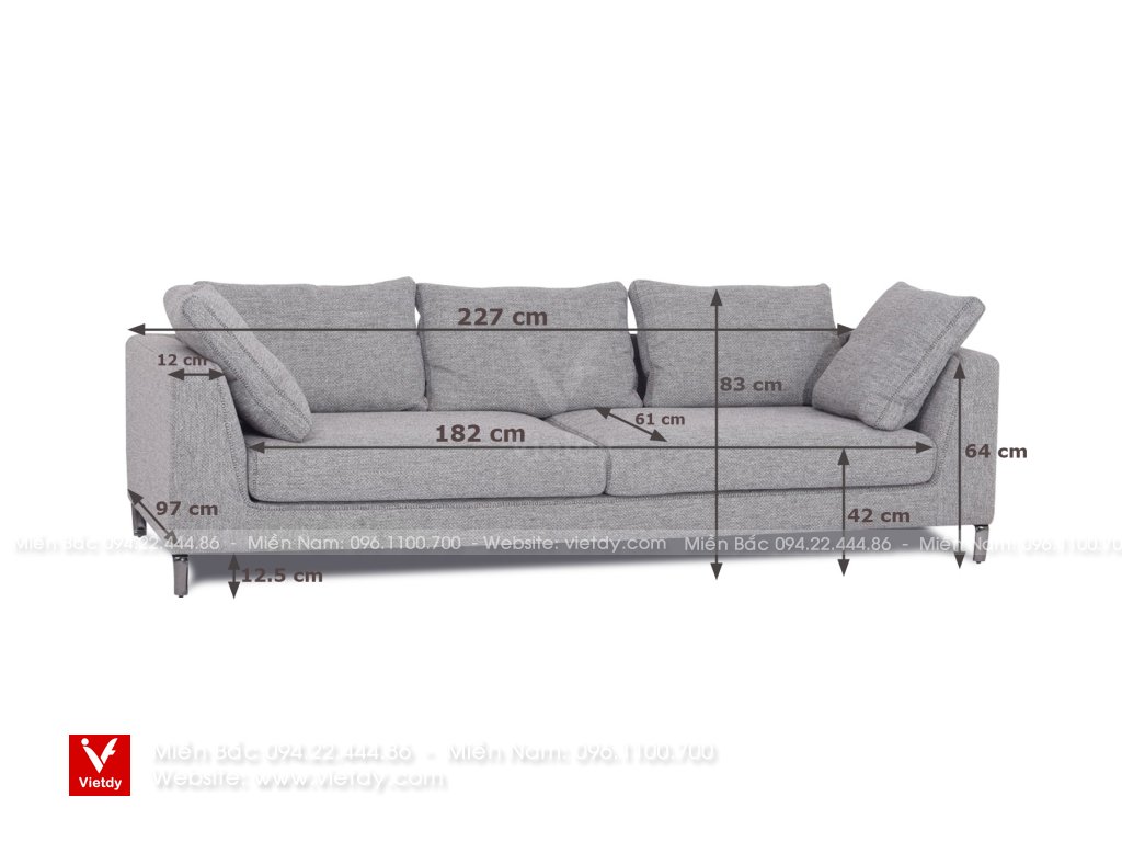 Sofa vải nỉ Ý S3 CASA CD-6255