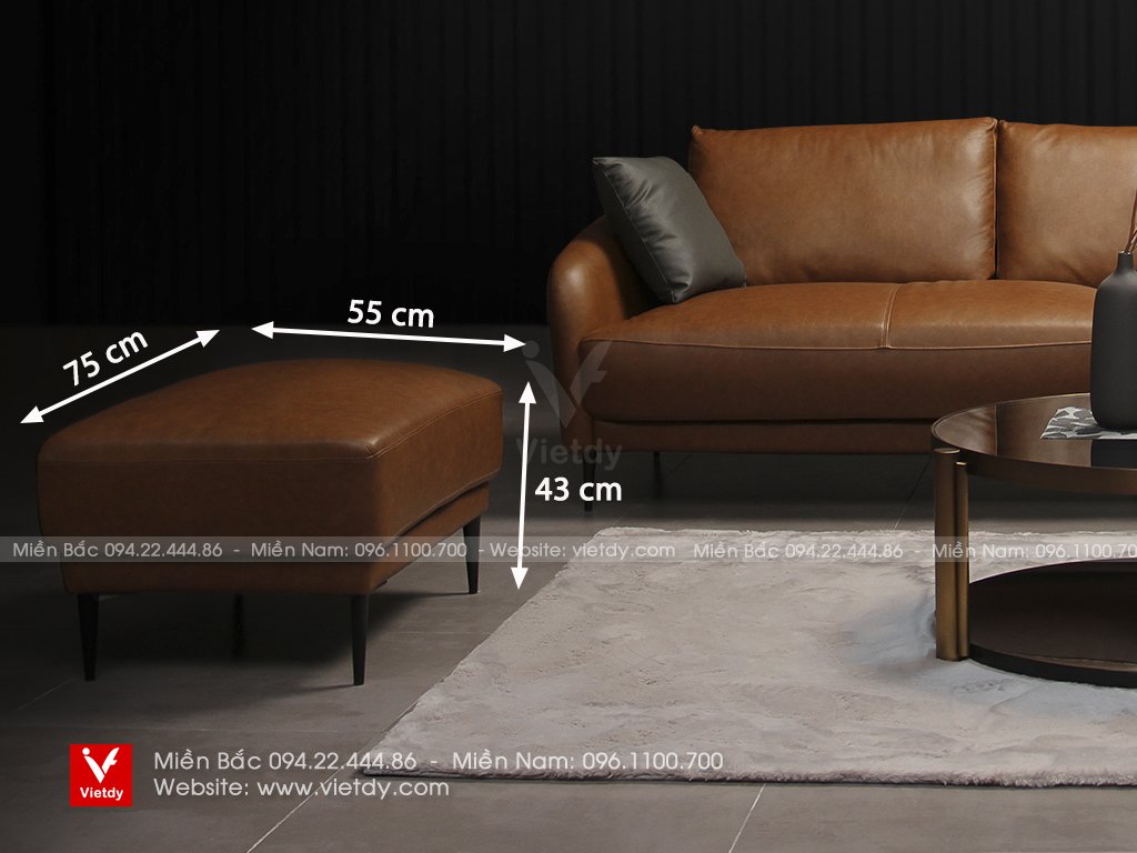 Bộ sofa da thật D50 WELIKES ZM707 S3/Đôn