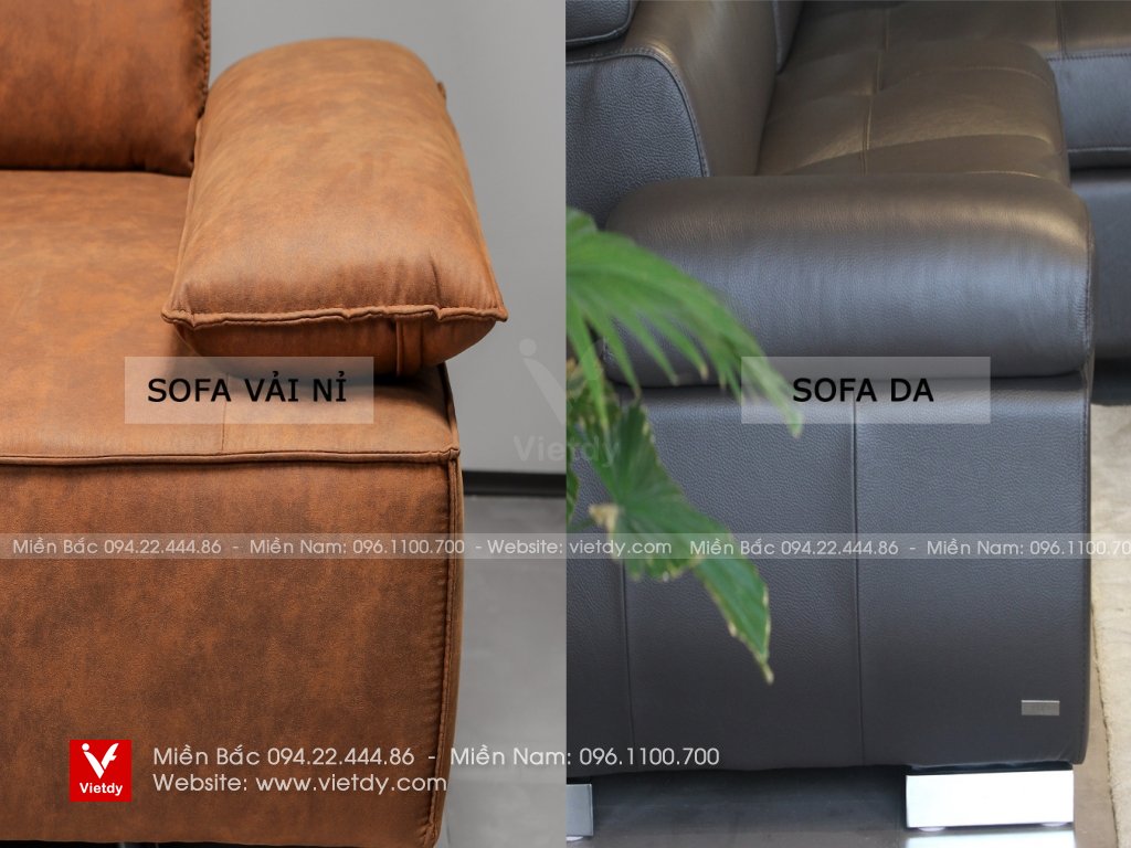 Sofa da và sofa vải nỉ