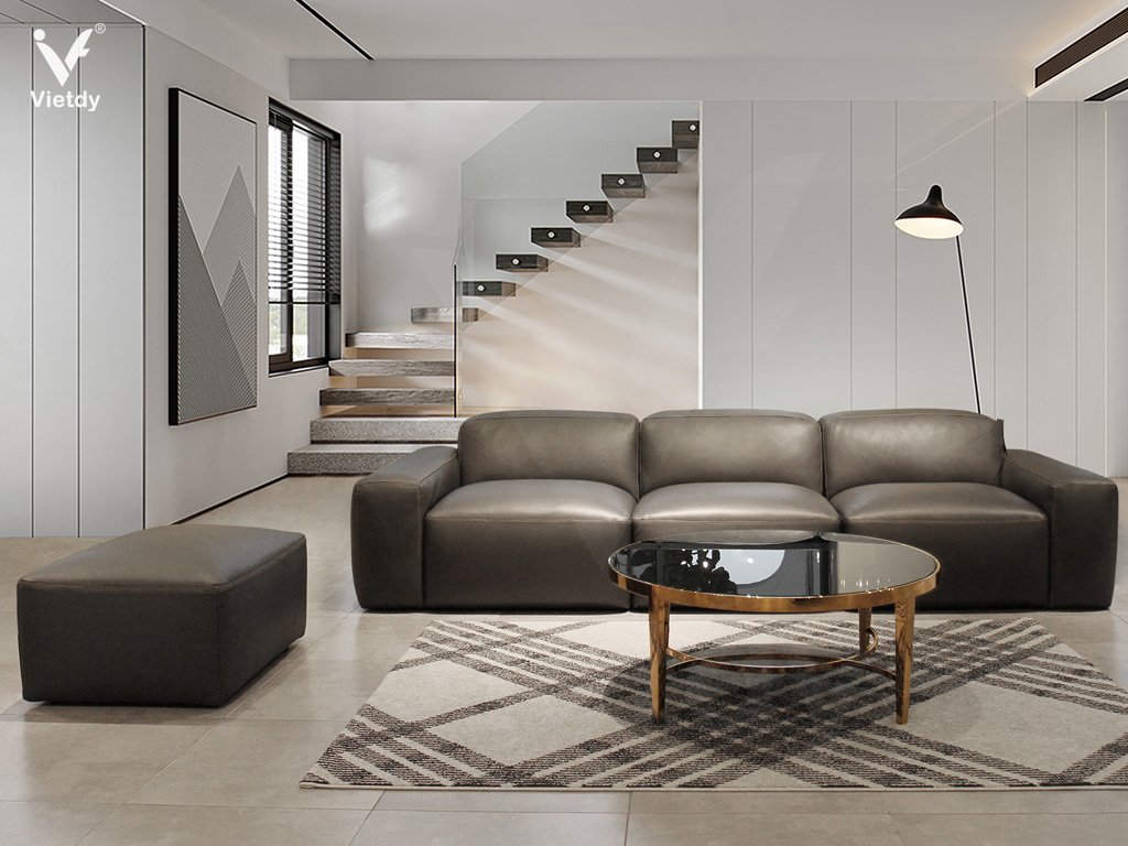 Bộ sofa da bò Italia Cloud Cat 700 làm nổi bật không gian nội thất hiện đại