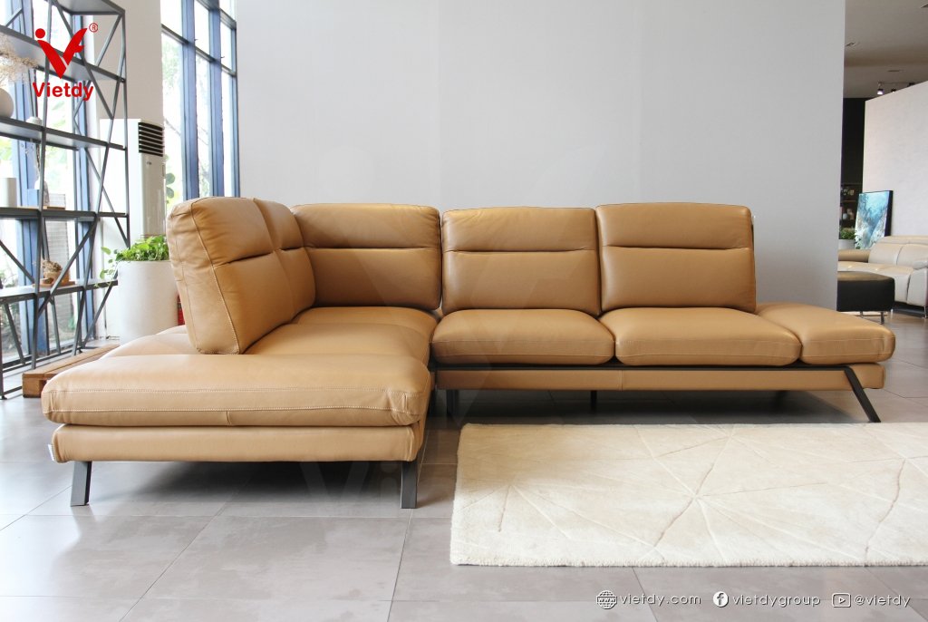 Bộ sofa quây da bò Italia PEGASO Cat 400 màu vàng