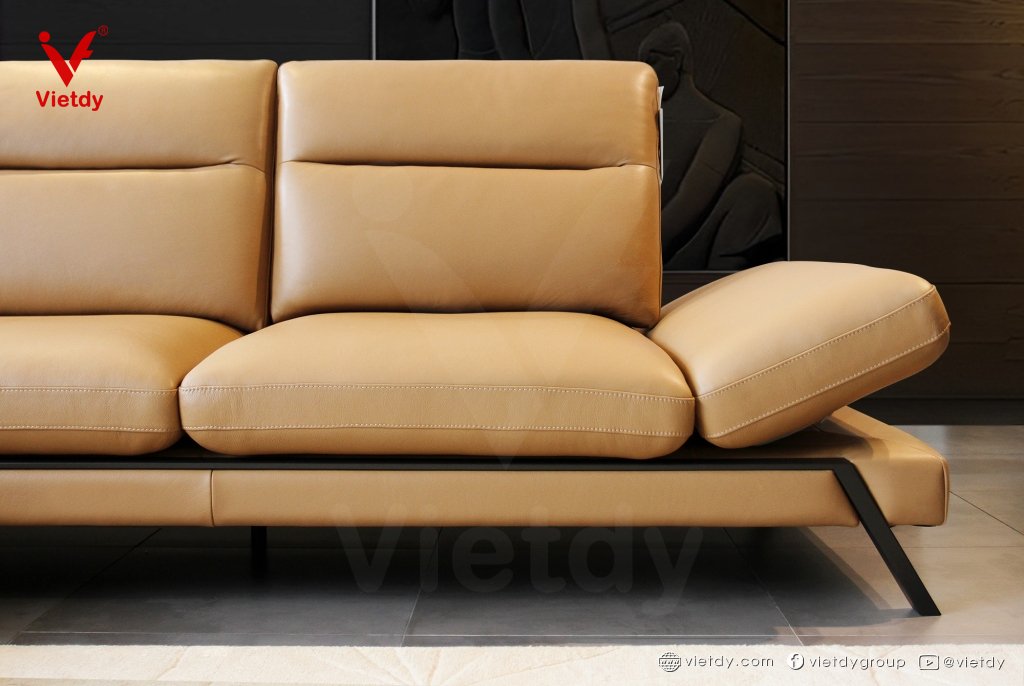 Sofa văng da bò Italia PEGASO Cat 400 màu vàng